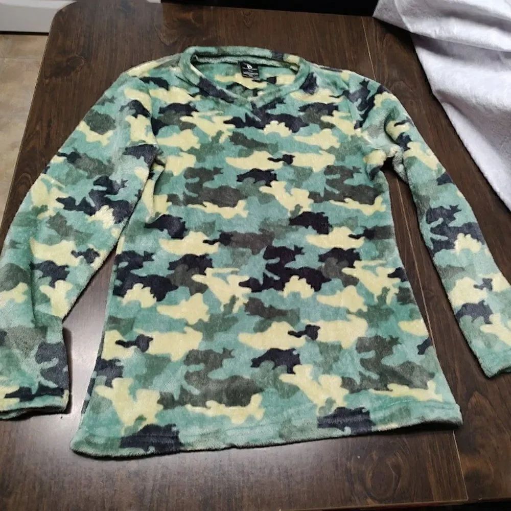 New Donna Loran Soft Fleece Camouflage Pajama Set Size Women's M